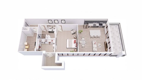 Floor plan for 1 bed, 1 bath, 1348 sqft